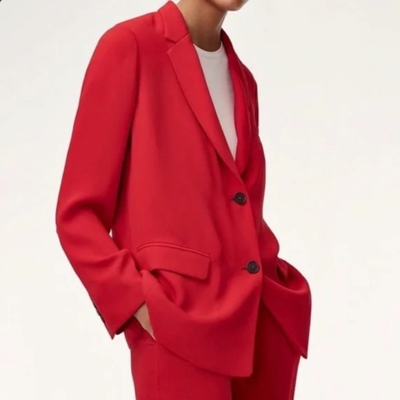 Aritzia Babaton Red Demy Cropped Sleeve Blazer - Picture 1 of 6